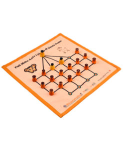 Alternative view of Puli Meka Game | The Lambs and Tigers Game | Digital Print on Orange Raw Silk