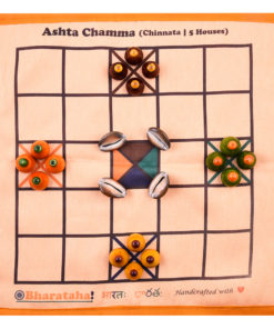 Ashta Chamma Game | Chinnata | Digital Print on Orange Raw Silk