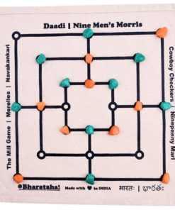 Daadi Game | Nine Men’s Morris Game | White Cotton Printed