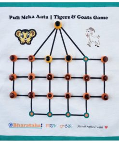 Puli Meka Game | The Lambs and Tigers Game | Digital Print on White Raw Silk