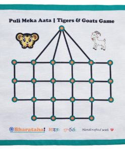 Alternative view of Puli Meka Game | The Lambs and Tigers Game | Digital Print on White Raw Silk