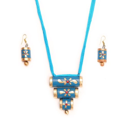 Elegant 3 Step Terracotta Necklace Set - Image 3
