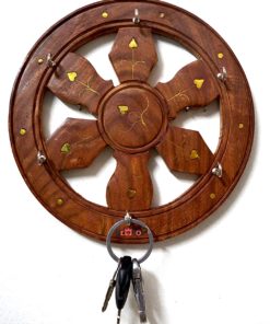 Hanging Wooden Brown Decorative Round Key Holder
