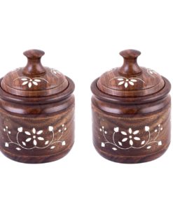 Wooden Multipurpose Dry Fruit & Spice Jar Bowl (Pack of 2)